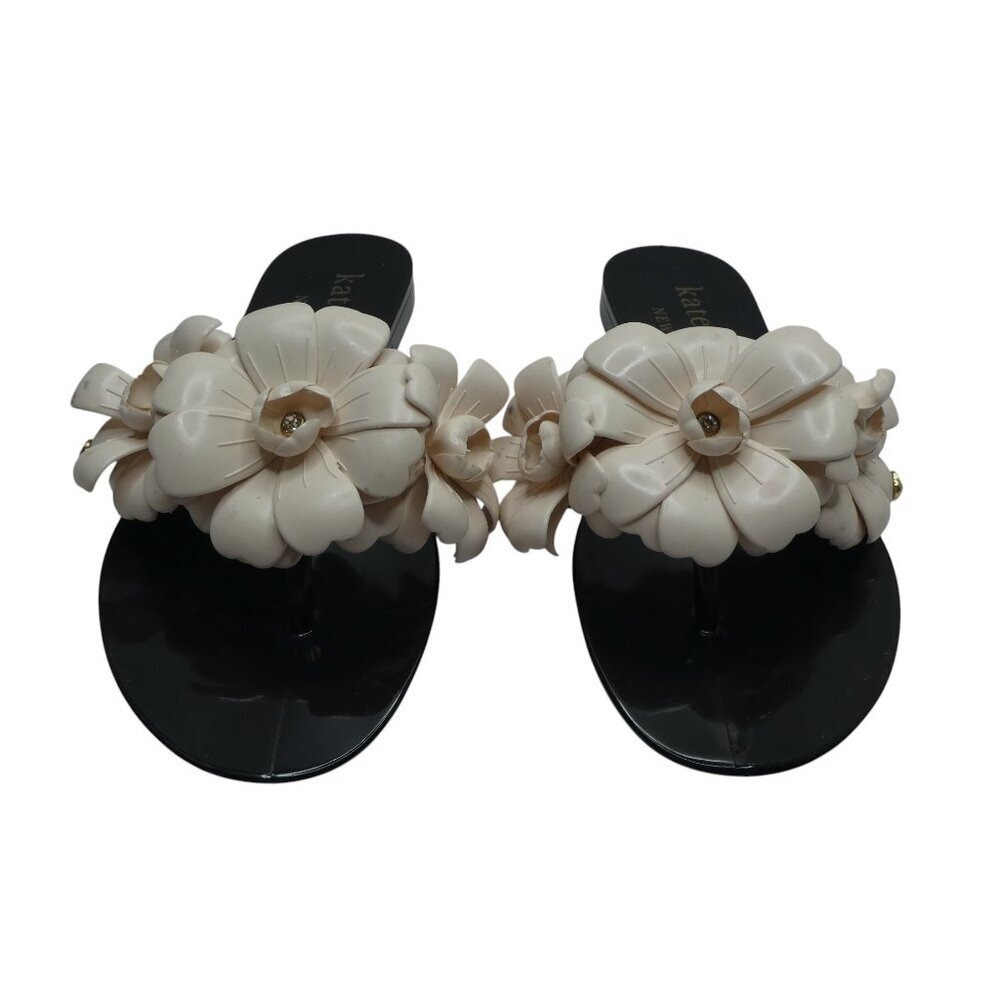 Kate Spade Jaylee Floral Ladybug Jelly Slide Sandals Womens Size 6 Black White - Picture 6 of 14